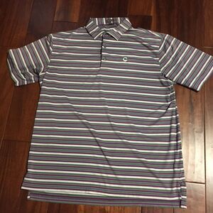 Peter Millar Men's Southern Comfort Polo Size X Large Purple Green Striped
